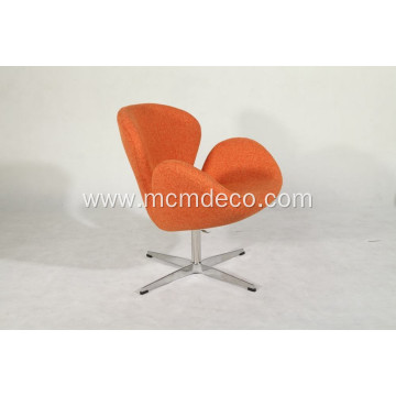 orange fabric swan chair with alu leg